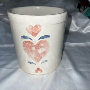 Roseville Pottery Crock with Heart Motif